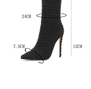 Heels Green Rose Red High Tube  Boots