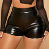 Women's Fashion Slim Fit Leather Pants High Waist Shorts
