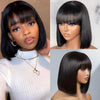 Hair Wig BOb With Bangs Realistic Look Lace Split Top Black Bobhaircut