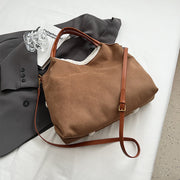 2pcs Women Plush Totes Casual Large-capacity Suede Handbag Winter Bags