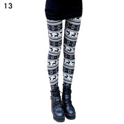 Fashion Women's Leggings Pants Print High Waist Leggings Happy Christmas Party Long Pants 18 Color Ladies Xmas Trousers