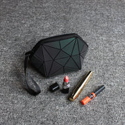 Discolored irregular semicircular cosmetic bag