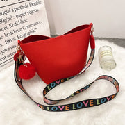 Printing Shoulder Girdle Women's Bucket Bag Lychee Pattern