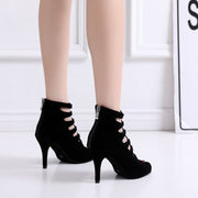 Women's Soft Bottom Red Short Peep Toe High Heels