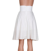 New Arrival Fashion Women Solid Flared Retro Casual Knee Length Pleated Midi Office Work Skirt