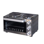 SPJ Evomax 21L Electric Mini Oven With Two Hotplates - Silver/Black