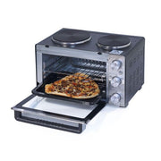 SPJ Evomax 21L Electric Mini Oven With Two Hotplates - Silver/Black