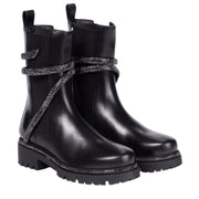 Snakelike Winding Rhinestone Knight Platform Smoke Pipe Ankle Boots