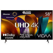 Hisense 58 Inch 4K Ultra HD VIDA Smart TV - Black 3 Years Warranty