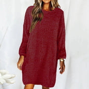 Loose Long-sleeved Plush Sweater Dress