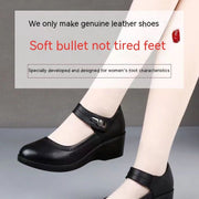 Soft Bottom Leather Shoes Non-slip Wedge Middle-aged And Elderly Pumps
