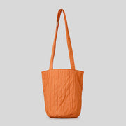 Women's Fashion Simple Vertical Stripes Pleated Bucket Bag