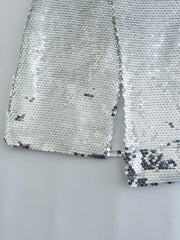 Silver Sequined Split Skirt