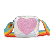 Peach heart laser baby shoulder bag