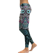NADANBAO Leggings Women Cool Owl Digital Print Flower Fitness Workout Leggins Slim Elastic Plus Size Pant Legins