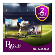 Roch 43 Inch Smart Android Frameless HD LED TV With Free To Air - Black