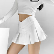 Women's Preppy Style Hot Girl Sexy V Waist Ultra Short Anti-exposure A- Line Skirt