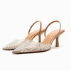 Women's Pointed Toe Rhinestone Pearl Shallow Gas High Heels