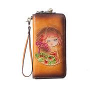 RFID Anti-theft Swiping Women's Handmade First Layer Cowhide Wallet