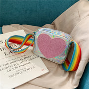 Peach heart laser baby shoulder bag