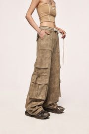 Loose Wide-leg Pants Women's Fashionable Multi-bag Pants