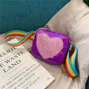 Peach heart laser baby shoulder bag