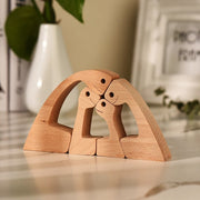 DIY Figurine Wood Dog Ornament Sculpture Home Decoration A Man A Dog Wood Sculpture Christmas Gifts Model Decor