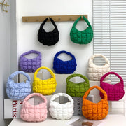 Women's Fashionable Pleated Puff Cloud Plaid Handbag