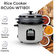 SPJ 1.8 Liter Electric Rice Cooker With Steamer, Stainless Steel Lid, Non-Stick Aluminium Inner Pot, Automatic Keep Warm Function- White