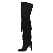 Fringed High Heel Over The Knee Boots