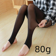 Elastic Transparent Black Mesh Pants Woman Winter Fleece Pants
