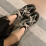Pentagram Cross Straps Side Zipper Thick-soled Boots
