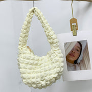 Women's Fashion Casual Solid Color Pleated Clouds Underarm Bag