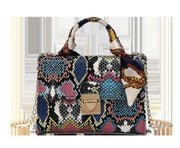 Colorful Snake Print Silk Scarf Handbag
