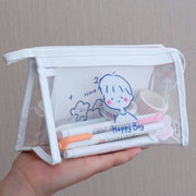 Girls Simple Japanese Large-capacity Storage Bag Transparent Pencil Case