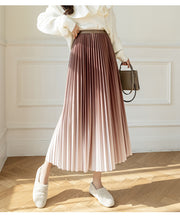 Niche Gradient Color Pleated High-grade Drape Mid-length Skirt