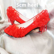 Male Lace High-heeled Shoes Korean Style, Flower Rhinestone Tassel Bride