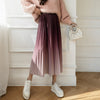 Niche Gradient Color Pleated High-grade Drape Mid-length Skirt