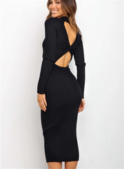 Women's Suits Sweater Dresses Women's Solid Color Backless Bow Tight Dresses