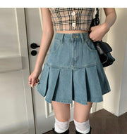 High Waist Hip-wrapped Skirt Pleated Denim Skirt