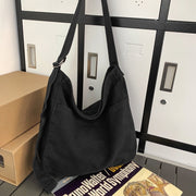 Women's Large Capacity Idle Style Artistic Simple Canvas Bag School College Students