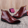 Carved Leather Boots British Style Trend
