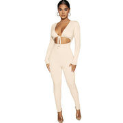 Women's Lace-up Cutout Long Sleeve Slim Fit Bodysuit