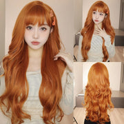 Wig Female Bangs Roller Fluffy Mid-length Hair Natural Full-head Wig
