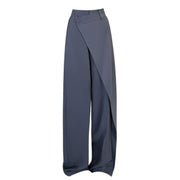 Fashion Irregular Stitching Straight-leg Trousers Women's Fried Street Pleated Suit Pants