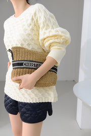 Cable Pullover Sweater Women's Clothing