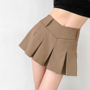 Women's Preppy Style Hot Girl Sexy V Waist Ultra Short Anti-exposure A- Line Skirt