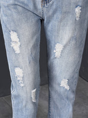 High Waist Nine-point Harem Daddy Women Pants Ripped Jeans Women