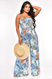 Women's Design Sense Painted Print Tube Top Jumpsuit