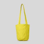 Women's Fashion Simple Vertical Stripes Pleated Bucket Bag
